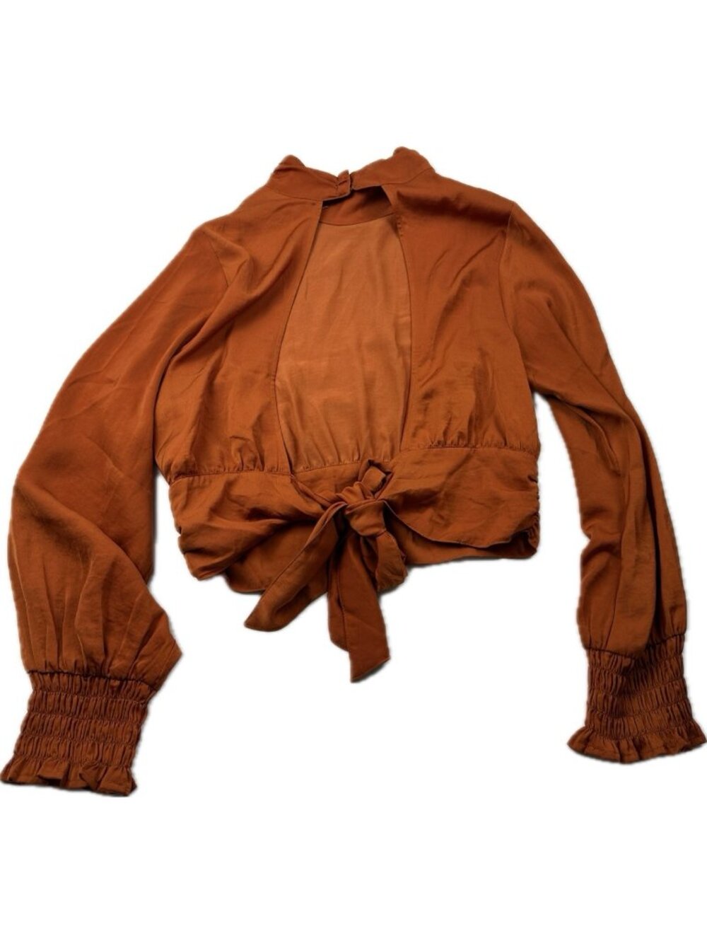 Open Edit Women’s Orange Open Back Top Blouse Tied M